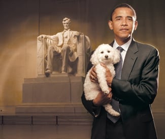 Obama and Baby the Three Legged Dog