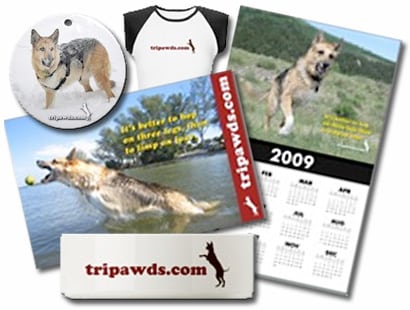support tripawds with three legged dog apparel and gifts
